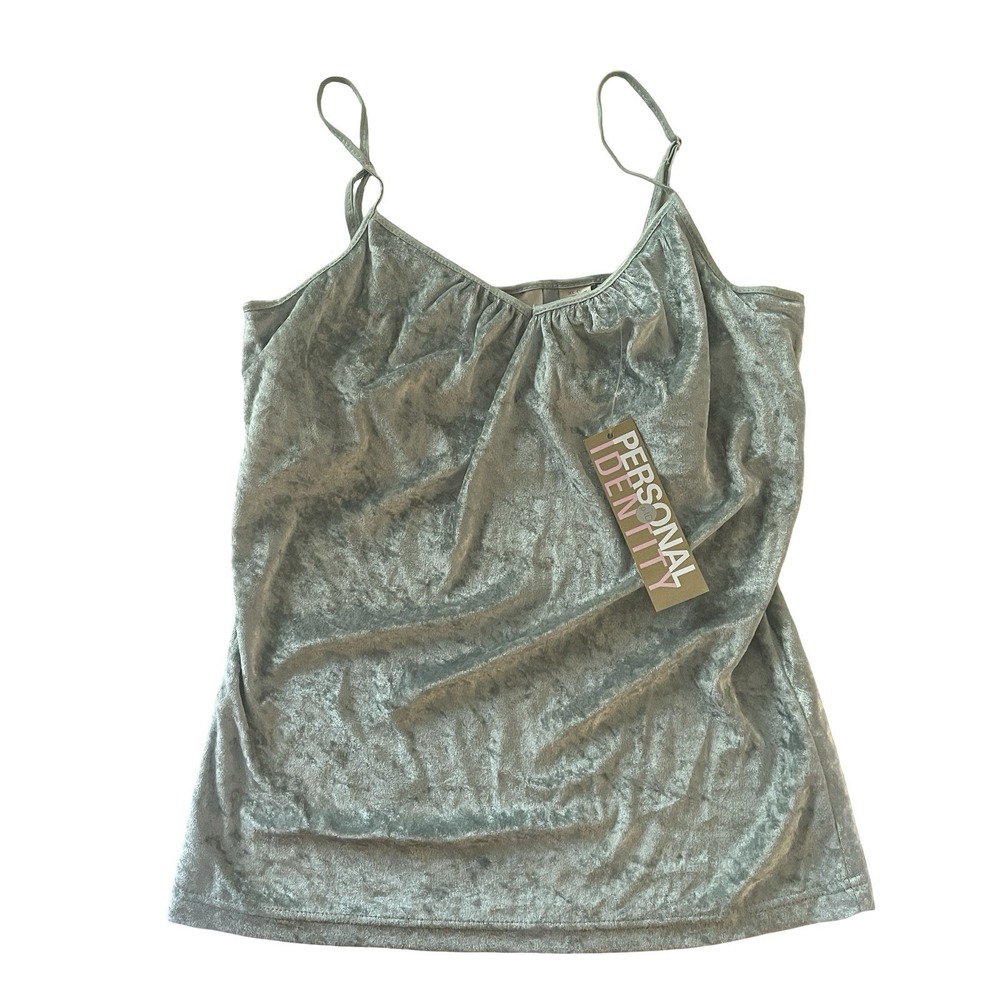 NWT Personal Identity Women's‎ Crushed Velvet Cami Sea Green V-Neck Bralette Y2K